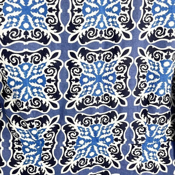 Boden Blue Geometric 100% Linen Mini Dress Women's US Size 10 Regular - Picture 3 of 9